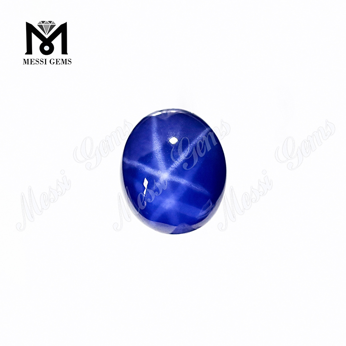 Wuzhou 도매 가격 합성 블루 스타 사파이어 타원형 돌