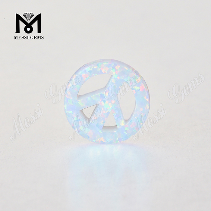 Pietre opali di forma sciolta a forma di pace, cabochon opale sintetico