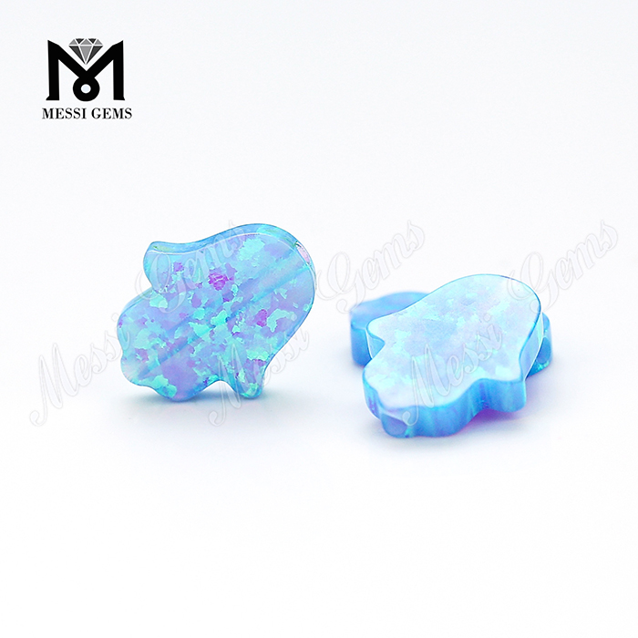 Lab Partum manus figura Opal 11x13mm Saccharum Opal Blue ignis Opal Hamsa