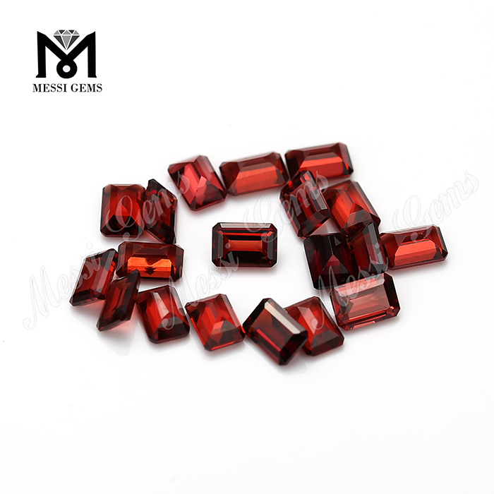 Engros 4 * 6mm Emerald Cut Natural Red Garnet Stone