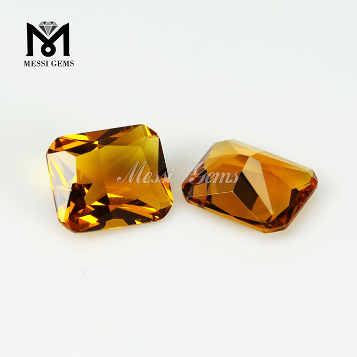 all'ingrosso la pietra sintetica ambra ottagono ottagono in vetro color ambra in pietra