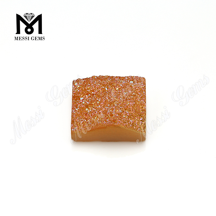 Commercio all'ingrosso di fabbrica taglio quadrato ambra druzy cabochon naturale druzy pietra Prezzo