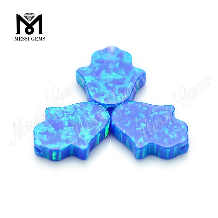 Azul 11 ​​x 13 x 2,5 mm Laboratório Criado Sintético Opal Hamsa Stone
