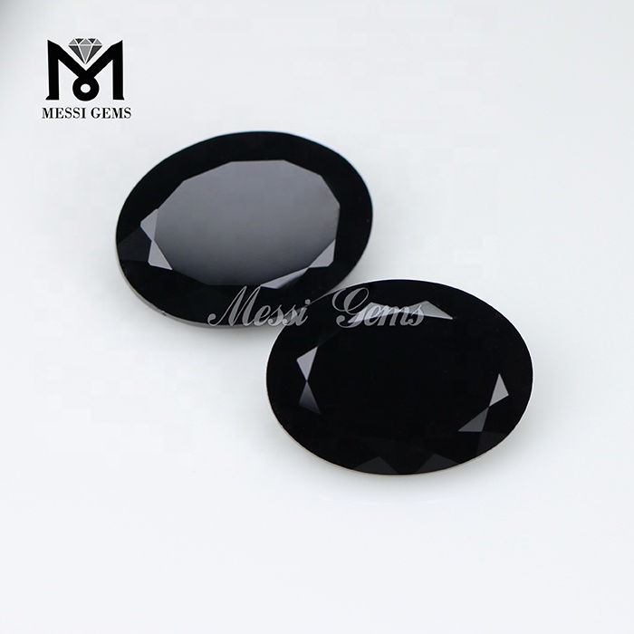 7x9mm China corte oval cor preta gemas de pedra de vidro