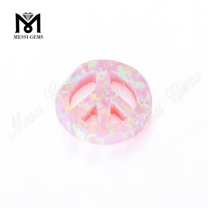 Pedras preciosas da forma da forma da paz cor-de-rosa Cabochon Pedras sintéticas da opala