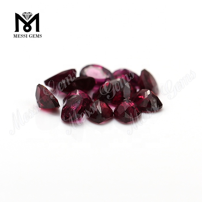 Wuzhou Precio de fábrica Pera Corte Natural Purple Garnet Piedra