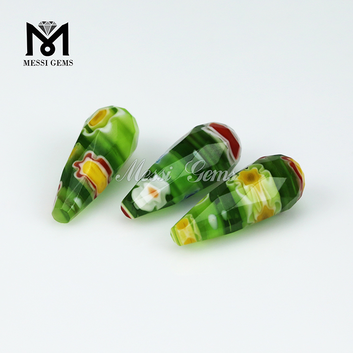 Green Color Drop Shape di Murano Gelo Glass Brandel Brankillefiorie