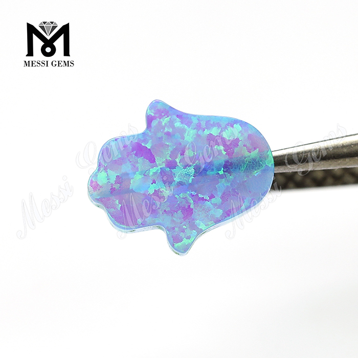 Lab skabt syntetisk løs 11 x 13 x 2,5 mm blå opal hamsa ædelstene