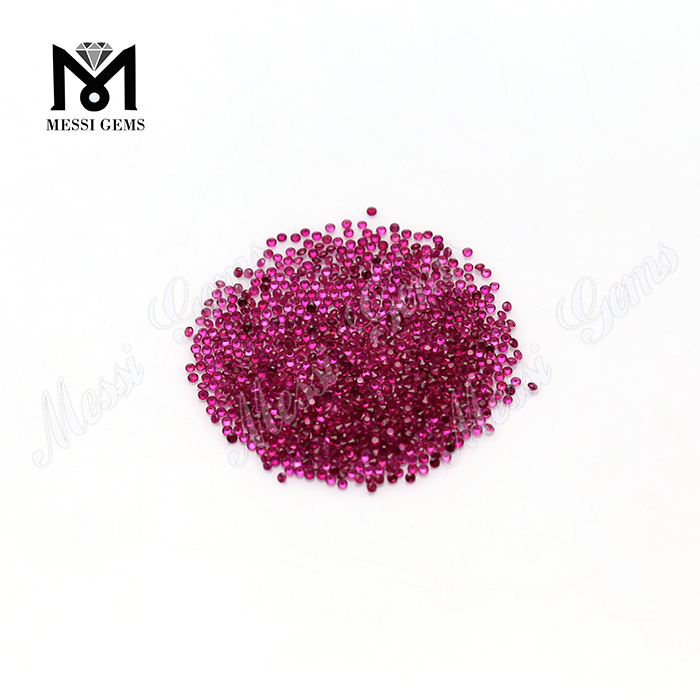 Pietre preziose allentati di colore rubino sintetico a forma rotonda 1,3 mm