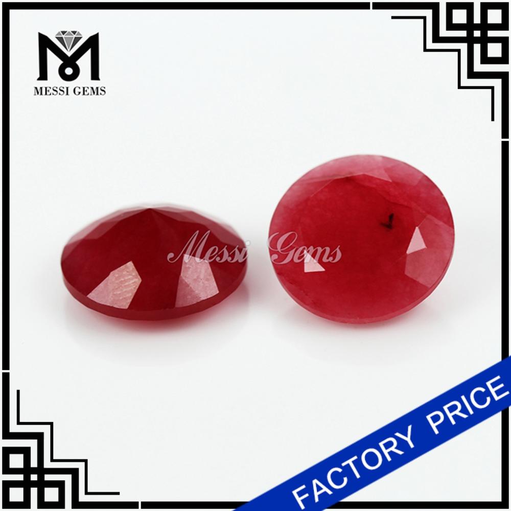 15 mm redondo rojo natural Malasia jade teñido piedra