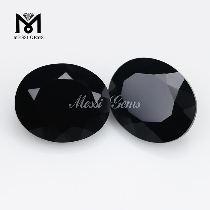 7x9mm China corte oval cor preta gemas de pedra de vidro