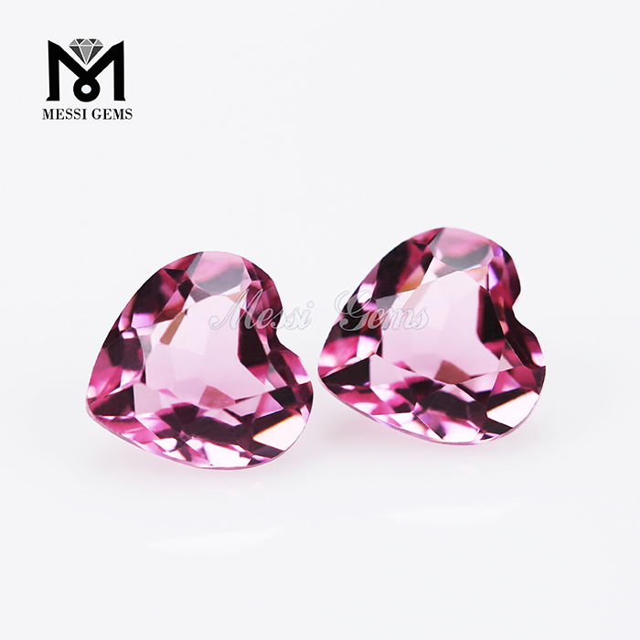 Heart Forma Faceted Gemstone de vidro rosa decorativo
