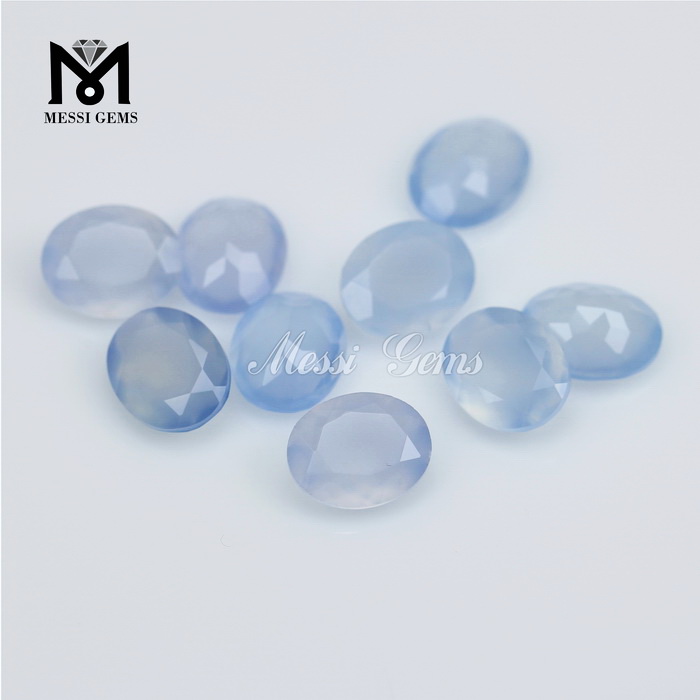 Wholesale ovale 8 x 10mm bleu naturel chalcédoine pierre