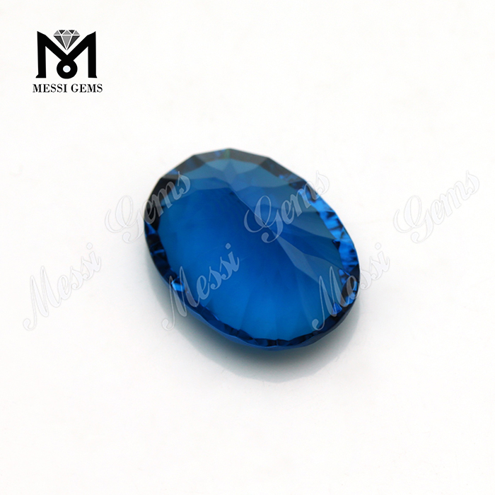 Fancy Concave Cut Oval Gemstones Lampwork Faceted Piedra de vidrio de tamaño grande
