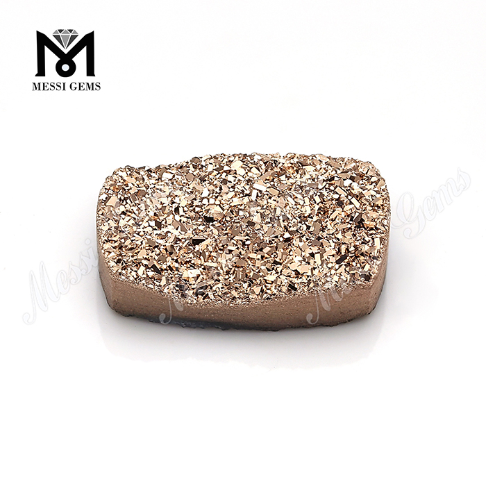 Плоская задняя подушка с разрезами 10x14 мм Druzy Gemstone Натуральный розовый золотой порошок камень