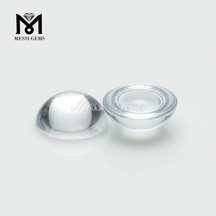 Piedra de cristal blanca clara de 9 mm de cabujón