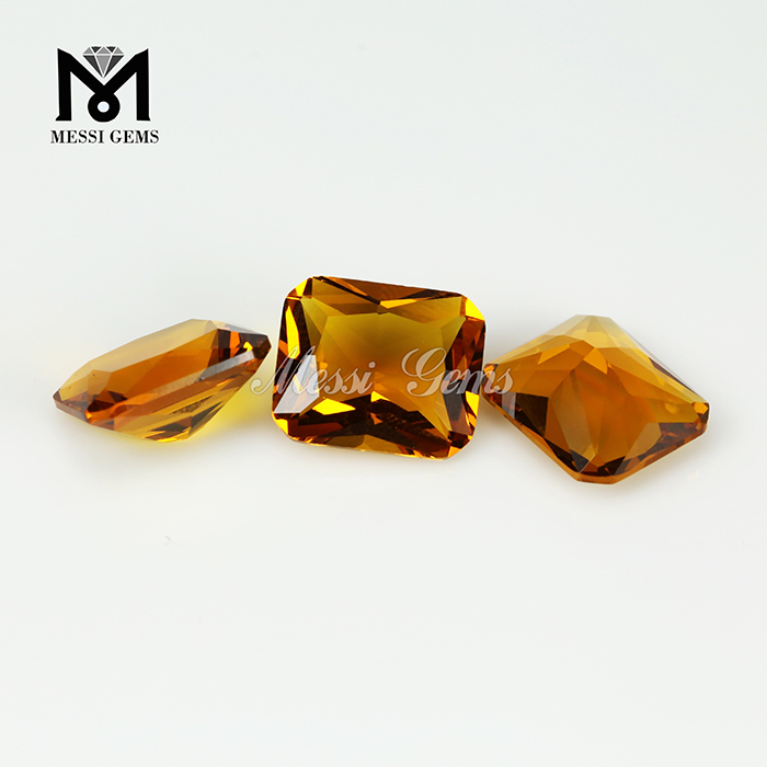 all'ingrosso la pietra sintetica ambra ottagono ottagono in vetro color ambra in pietra