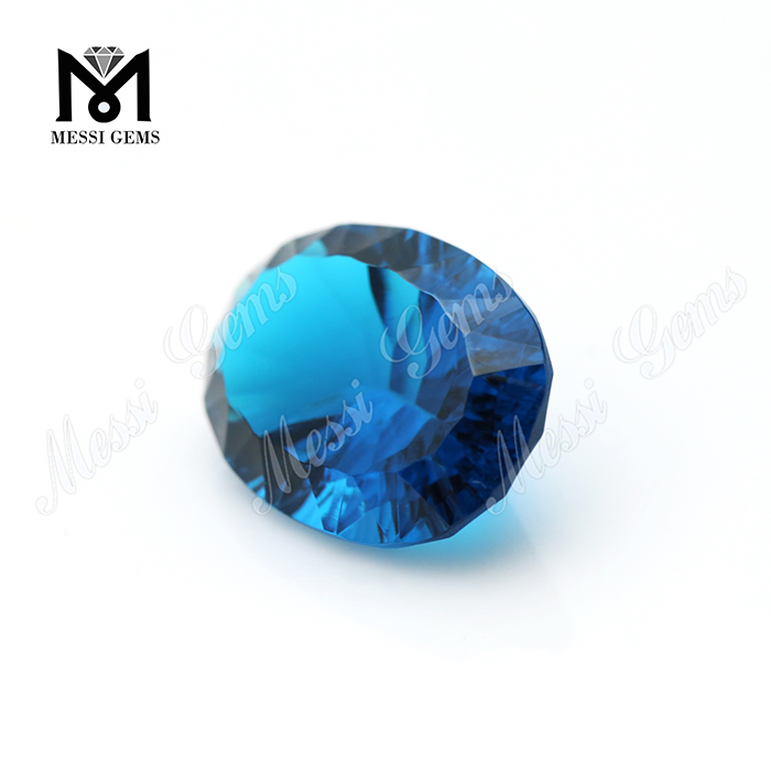 Fancy Concave Cut Oval Gemstones Lampwork Faceted Piedra de vidrio de tamaño grande