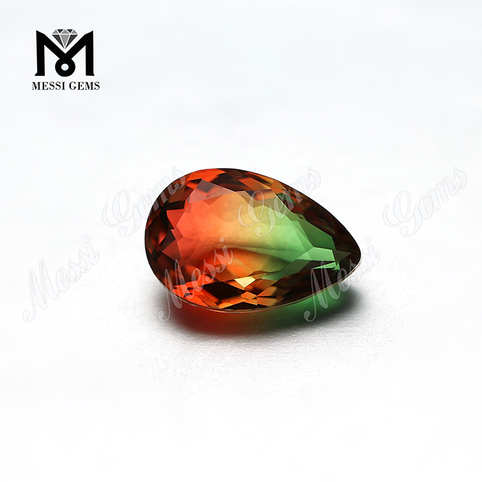 Pære skåret bi-farve turmalin glas sten til smykker