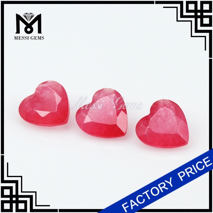 Pedra natural malaio jade 6x6mm forma coração vermelho jade