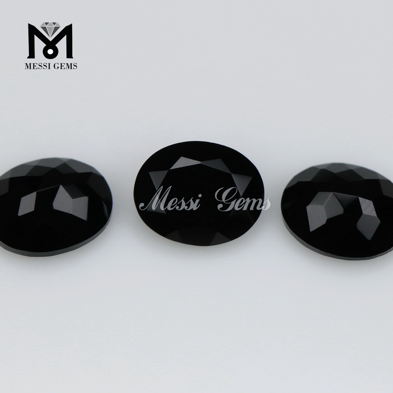 Großhandel oval geschnitten 8 * 10 mm Natürliche schwarze Achat Stein Preis