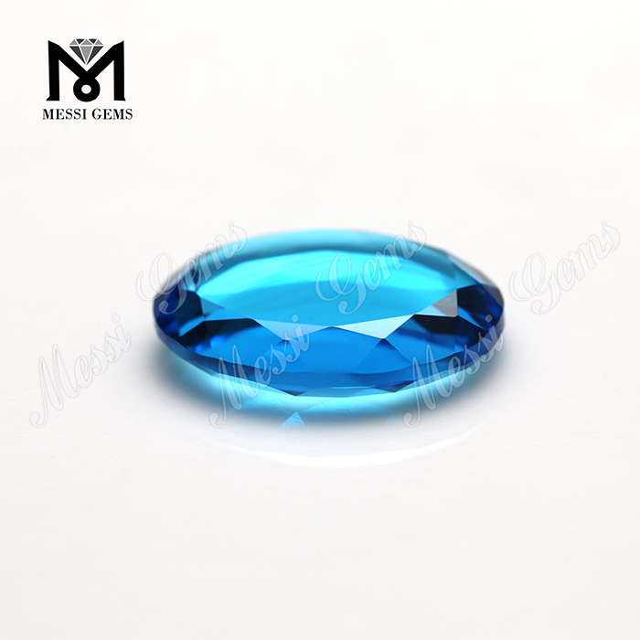 Aqua Blue Oval Big Window Cut Glass Stein