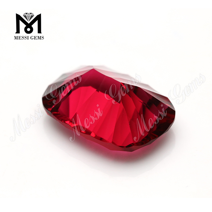 Coussin de 13 x 18 mm de pierre précieuse de verre rouge coupé concave