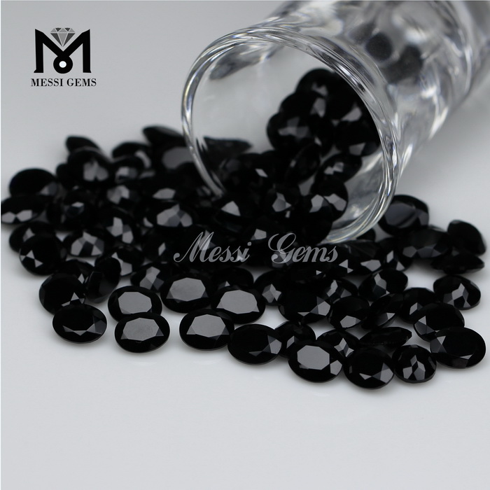 도매 타원형 컷 8 * 10 mm 자연 검은 마노 돌 가격