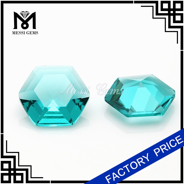 Gemas de cristal verde gemas de pedra hexágono forma gemstone