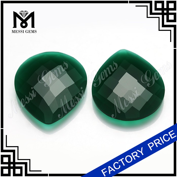 Piedra de jade natural Venta al por mayor Pera Facetada Jade verde para joyería de anillo