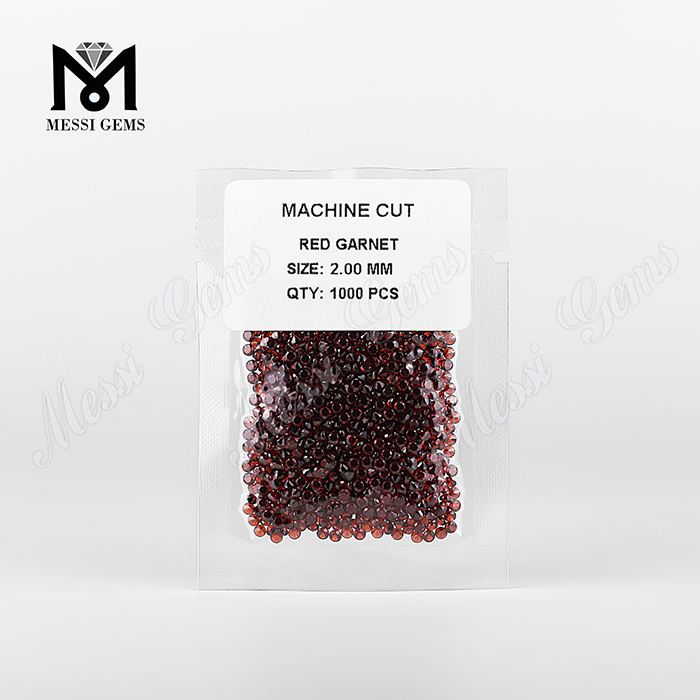 Corte brillante redondo 2mm Piedras preciosas de granate rojo natural