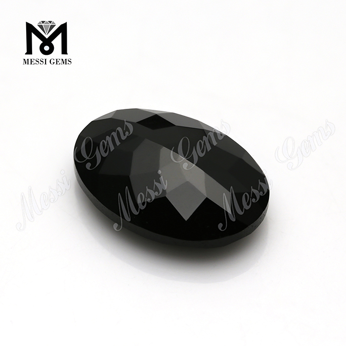 Gemstones Naturais Material Oval Faceted Black Onyx da China