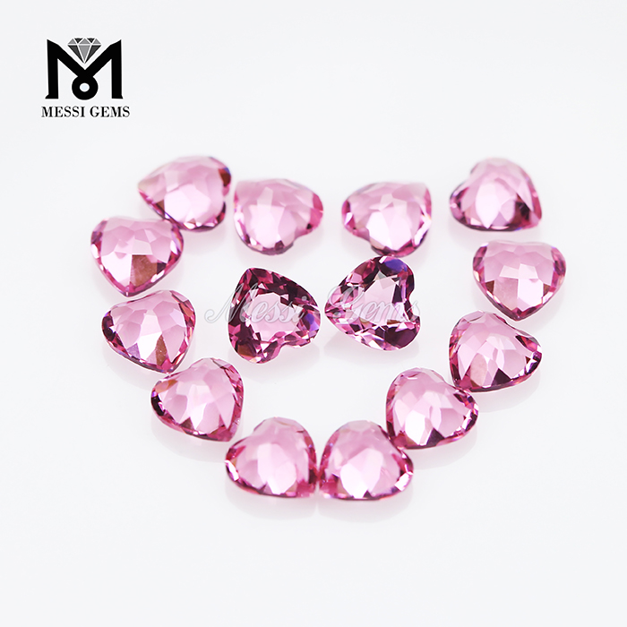 Форма сердца граненый декоративный розовый стеклянный драгоценный камень