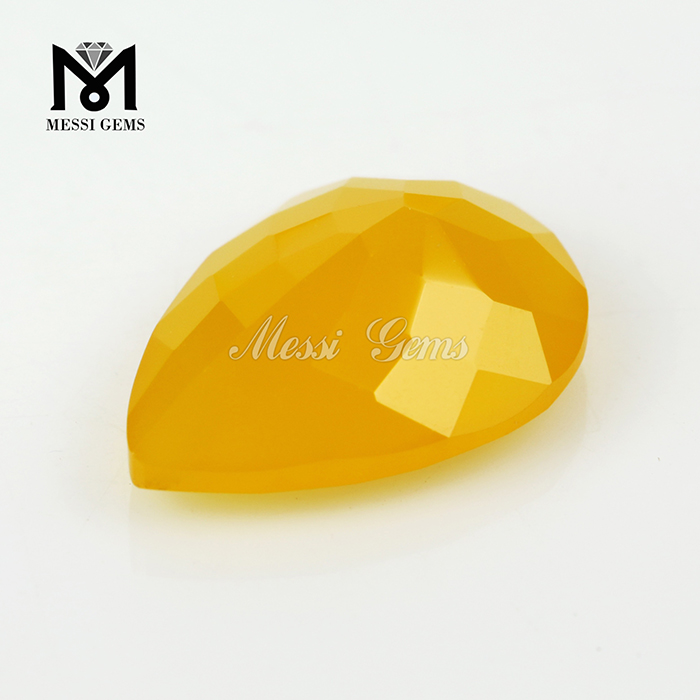 梨カット10x14mm黄色の瑪瑙宝石石