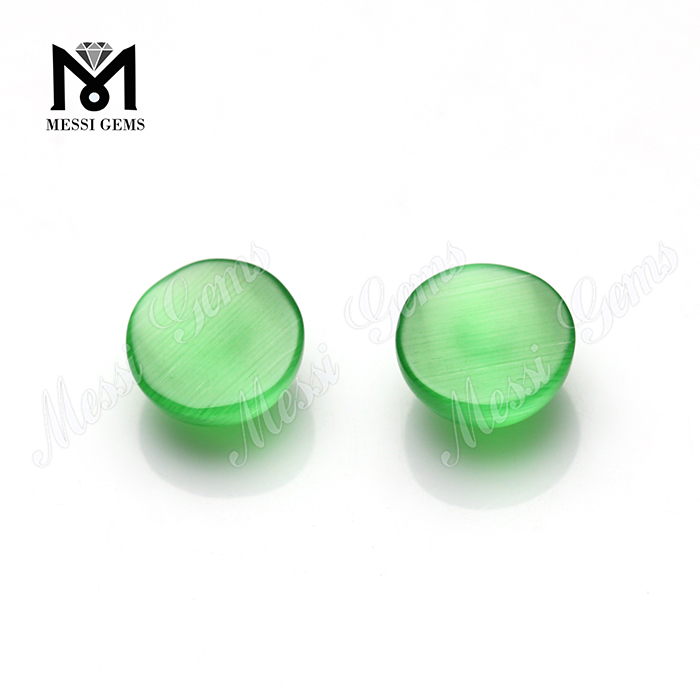 Runder Cabochon 10 mm Wassergrün-Katzen-Augenglas-Stein