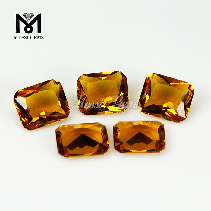 Engros Syntetisk Amber Stone Octagon Amber Farve Glassten
