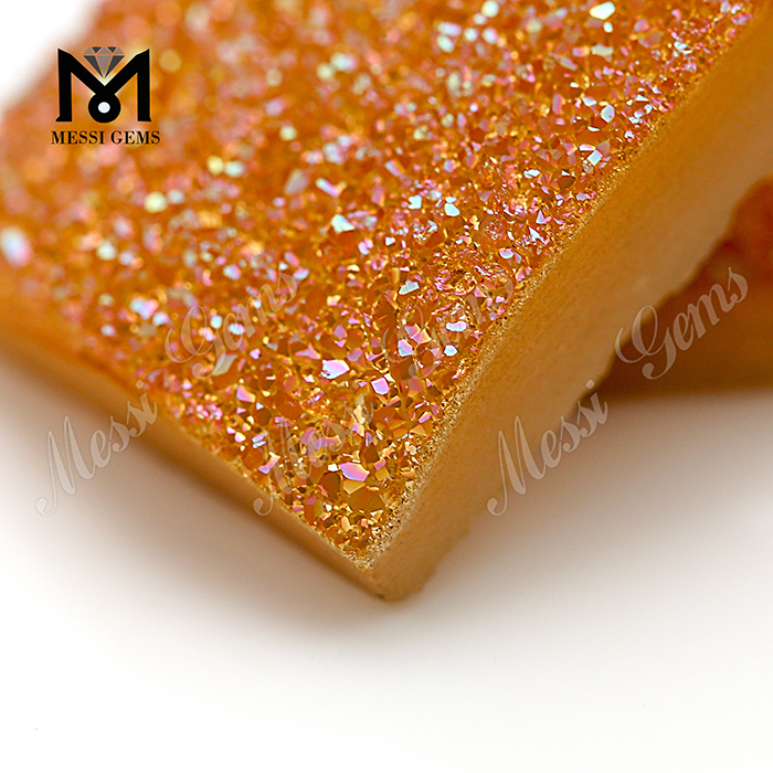 Commercio all'ingrosso di fabbrica taglio quadrato ambra druzy cabochon naturale druzy pietra Prezzo