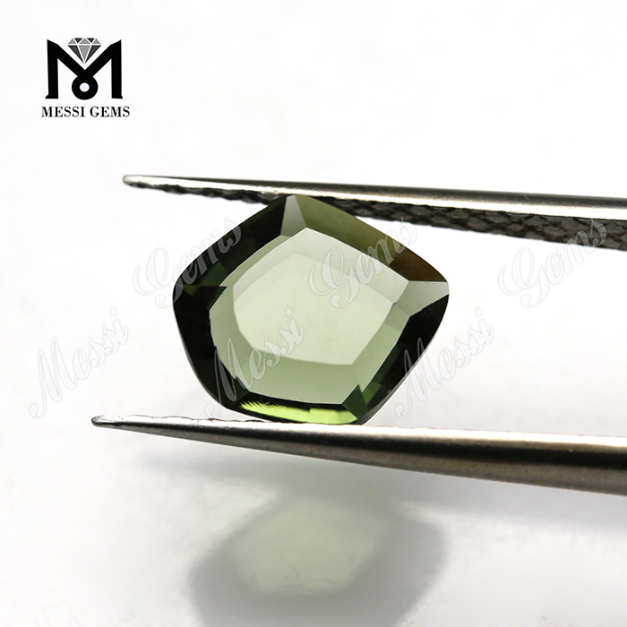 Commercio all'ingrosso 9x10mm forma esagonale vetro verde pietra in vetro sintetico Prezzo