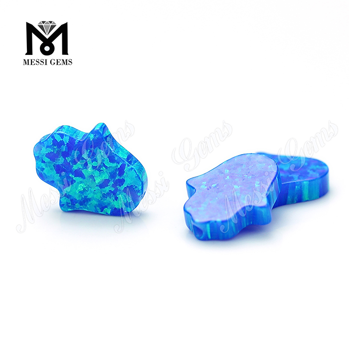 Azul 11 ​​x 13 x 2,5 mm Laboratório Criado Sintético Opal Hamsa Stone