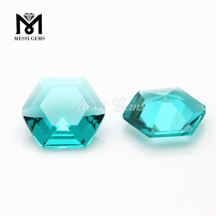 Preço de fábrica 10 * 10 gemas soltas de vidro sintético forma hexágono