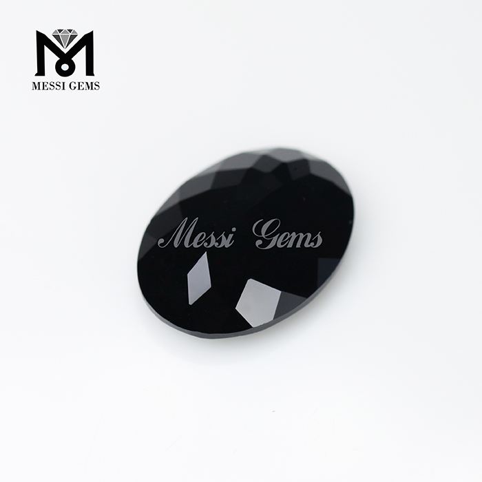 7x9mm Kina Oval Cut Black Color Glass Stone Gems
