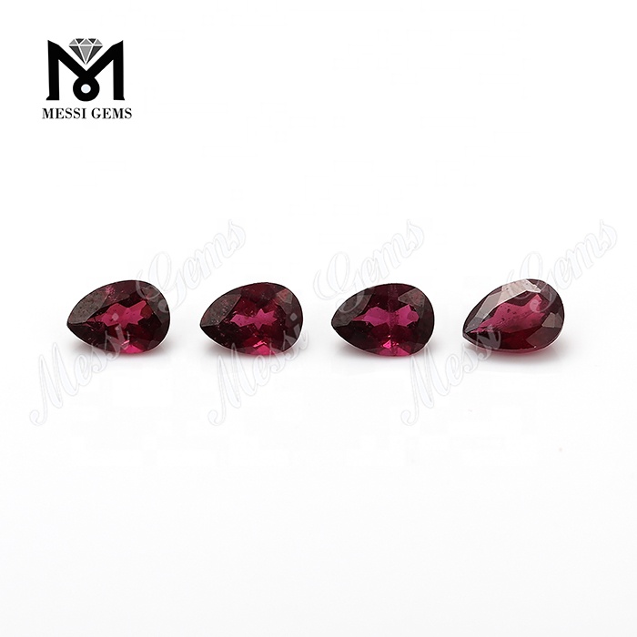 Wuzhou Precio de fábrica Pera Corte Natural Purple Garnet Piedra