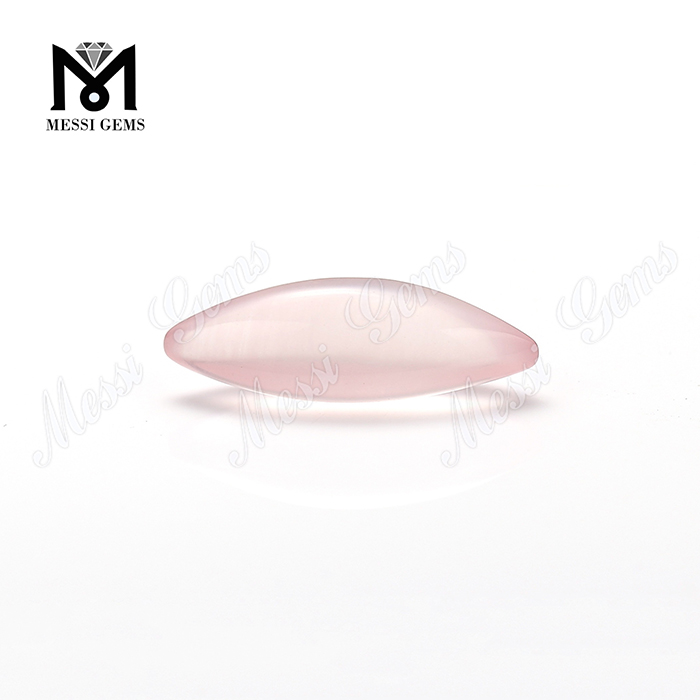 Marquise Cabochon Shape 10 * 19mm Natural Rose Quartz Gemstones
