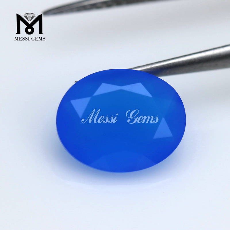 Venta caliente Moda Gemstone Oval Agate Beads 8x10 Piedra azul de ágata azul