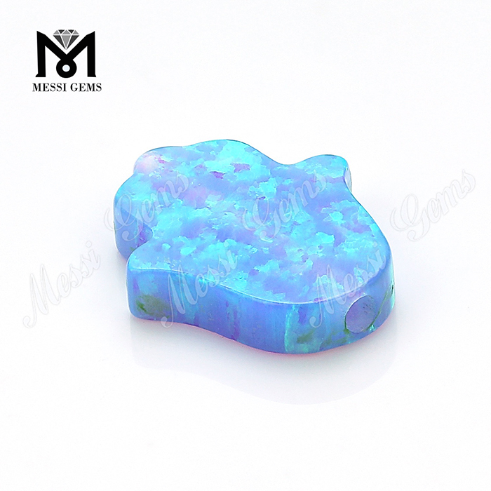 Laboratorio creato sintetico allentato 11 x 13 x 2,5 mm Blue Opal Hamsa Gemstones