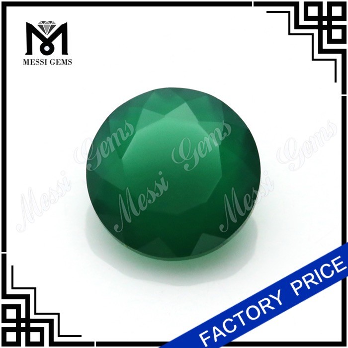 8mm rund skåret kinesisk grøn naturlig agat sten