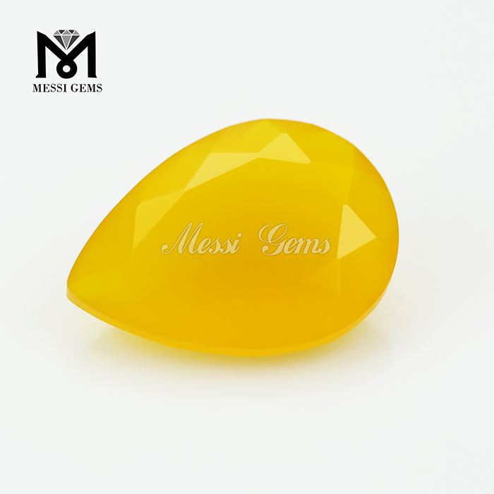 梨カット10x14mm黄色の瑪瑙宝石石