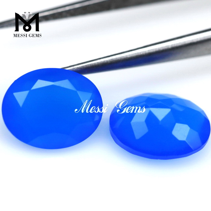 Venta caliente Moda Gemstone Oval Agate Beads 8x10 Piedra azul de ágata azul