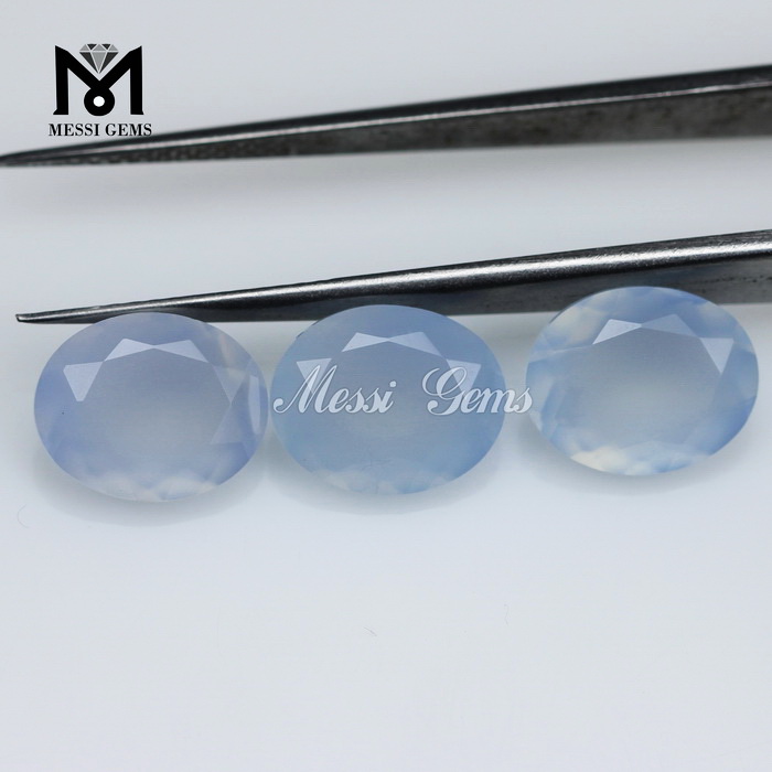 Wholesale ovale 8 x 10mm bleu naturel chalcédoine pierre